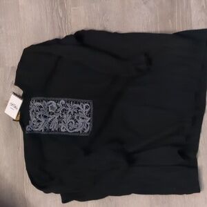 Bob Mackie black wearable art long sleeve top size 3x